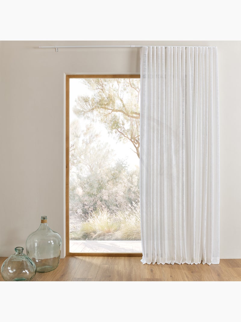 Kit de riel ajustable con visilla difusora de lino plisada Blanco - Kiabi