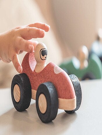 KORKO - Pack de 2 coches de carreras de corcho para bebés - Azul y rojo - A partir de 18 meses