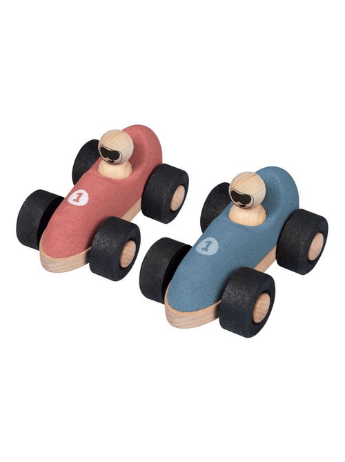 KORKO - Pack de 2 coches de carreras de corcho para bebés - Azul y rojo - A partir de 18 meses - Kiabi