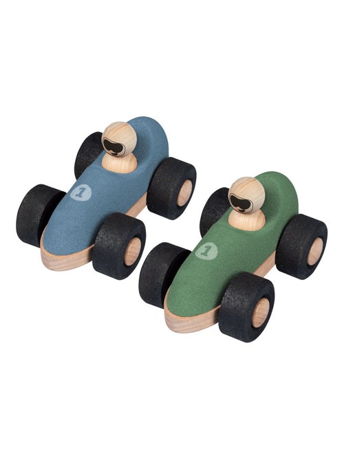 KORKO - Pack de 2 coches de carreras de corcho para bebés - Verde y azul - Kiabi