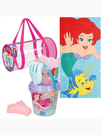 La sirenita set cubo playa con accesorios toalla y bolsa
