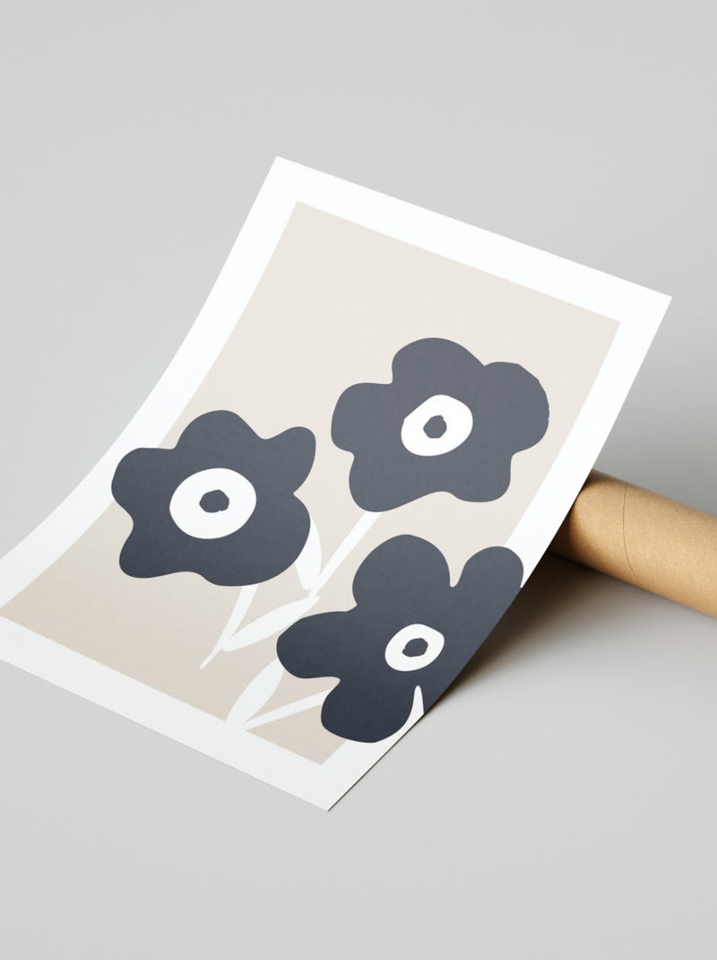 Lámina 50x70 cm papel 200 g impresa flores sin marco – Future Home Beige - Kiabi