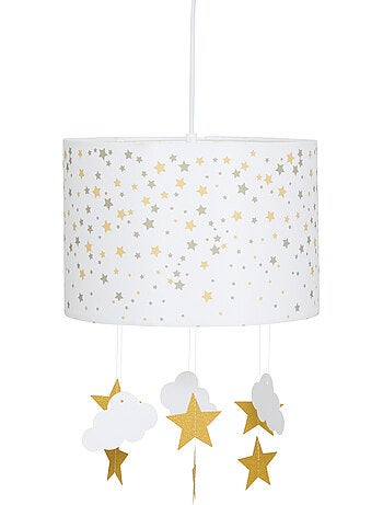 Lámpara colgante cilíndrica h.30cm blanco y ocre