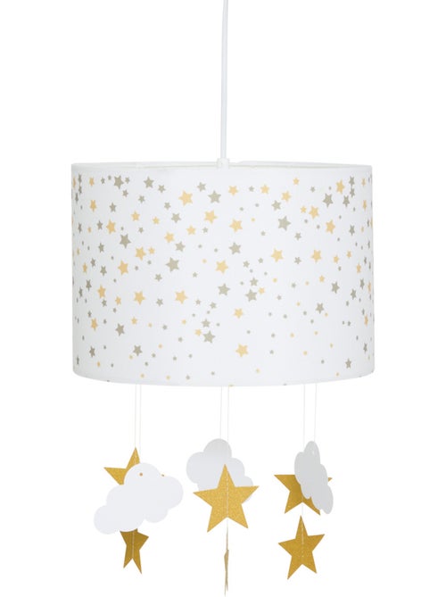 Lámpara colgante cilíndrica h.30cm blanco y ocre - Kiabi