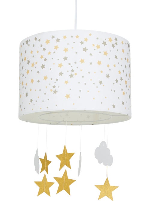 Lámpara colgante cilíndrica h.30cm blanco y ocre - Kiabi