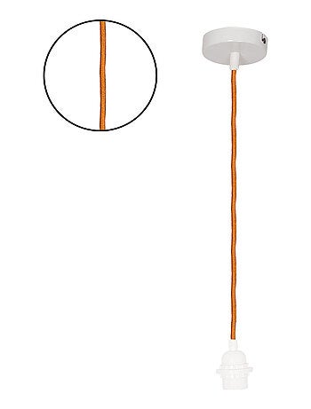Lámpara colgante con casquillo blanco y cable trenzado
