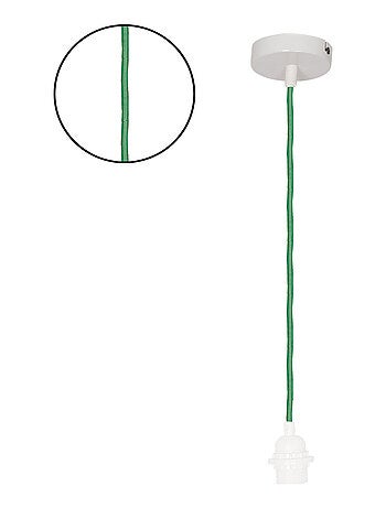 Lámpara colgante con casquillo blanco y cable trenzado