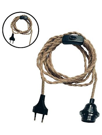 Lámpara colgante de cuerda con casquillo e interruptor