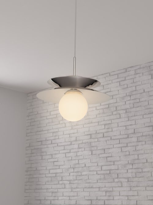 Lámpara colgante de metal efecto cromo con globo de vidrio - Kiabi