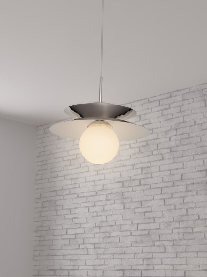 Lámpara colgante de metal efecto cromo con globo de vidrio Plata - Kiabi