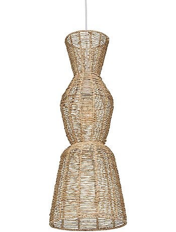 Lámpara colgante de yute y acero, diseño vertical