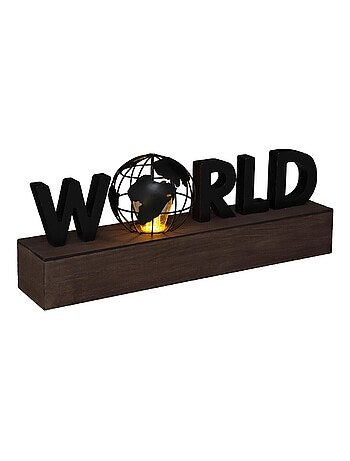Lámpara con la palabra "WORLD