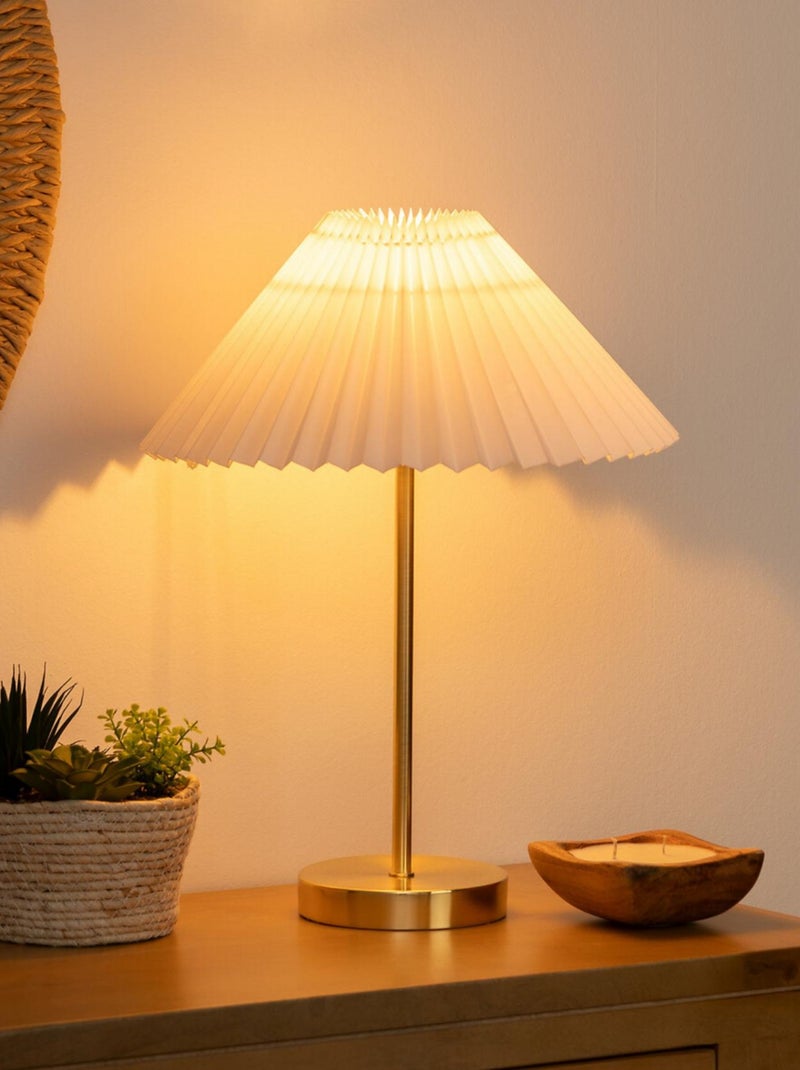 Lámpara de mesa con pantalla plisada Blanco - Kiabi