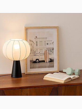 Lámpara de mesa tobie algodón plata h33cm