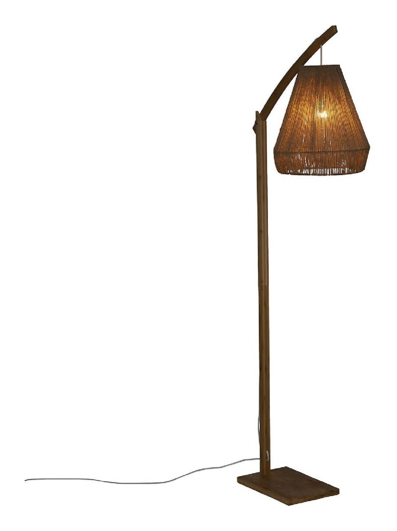 Lámpara de pie bohemia de bambú y cuerda Beige - Kiabi