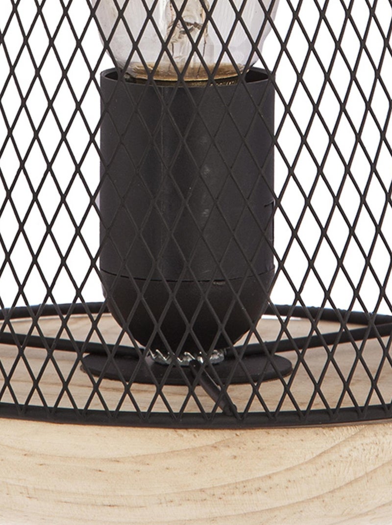 Lámpara de sobremesa de rejilla y madera Negro - Kiabi