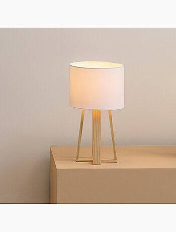 Lámpara molu madera blanca h35cm