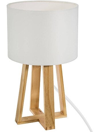 Lámpara molu madera blanca h35cm