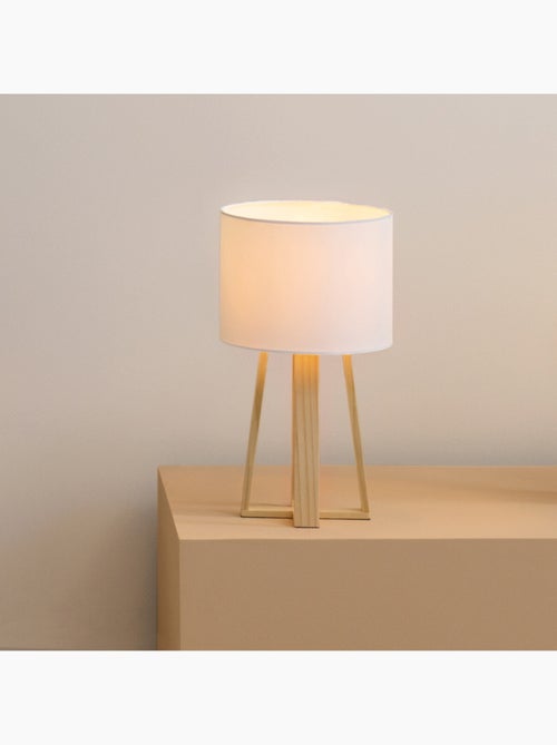 Lámpara molu madera blanca h35cm - Kiabi Lámpara molu madera blanca h35cm - Kiabi