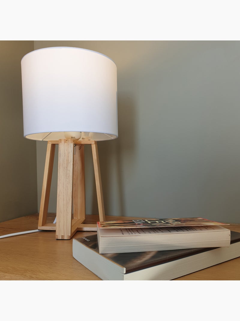 Lámpara molu madera blanca h35cm Blanco - Kiabi
