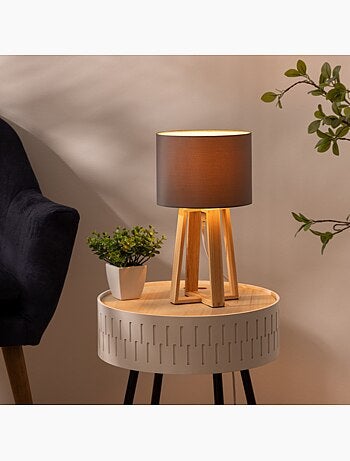 Lámpara molu madera blanca h35cm