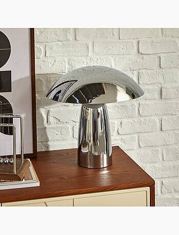 Lámpara seta omia plata h34cm