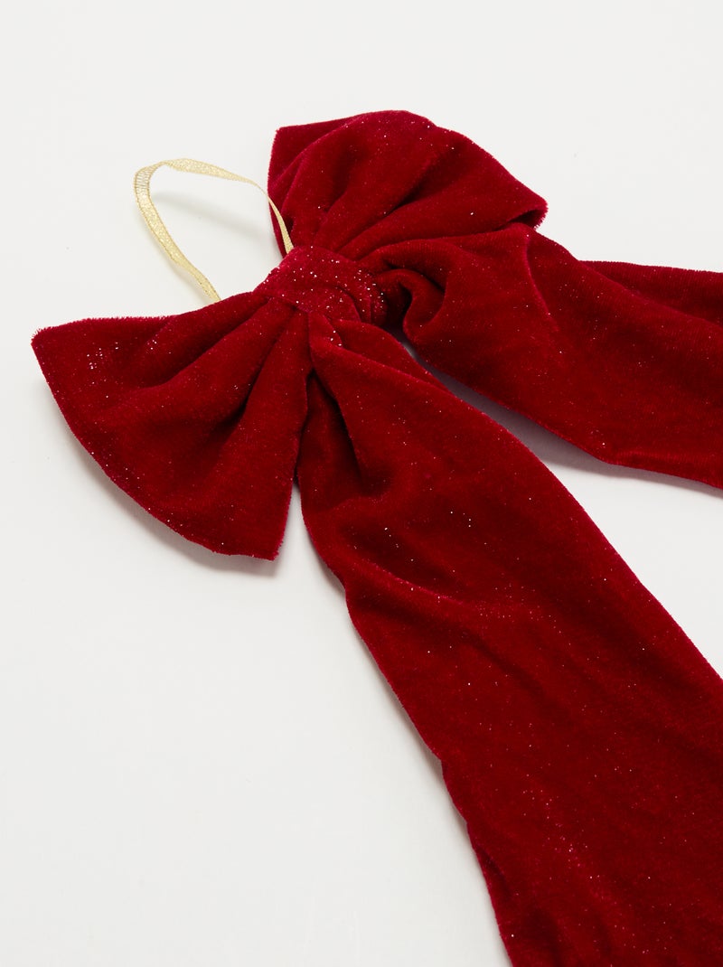 Lazo navideño de tela con purpurina Rojo - Kiabi