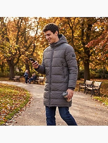 Lee cooper - abrigo largo acolchado de hombre