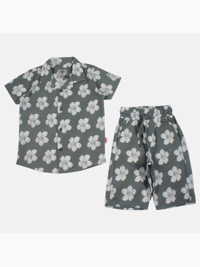 Lee Cooper - Camisa de manga corta y pantalones cortos a juego Caqui - Kiabi