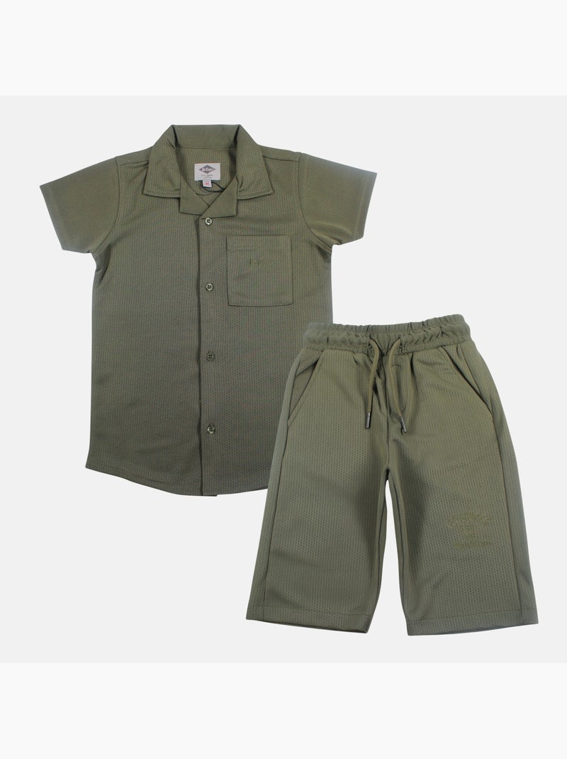 Lee Cooper - Camisa de manga corta y pantalones cortos a juego Caqui - Kiabi