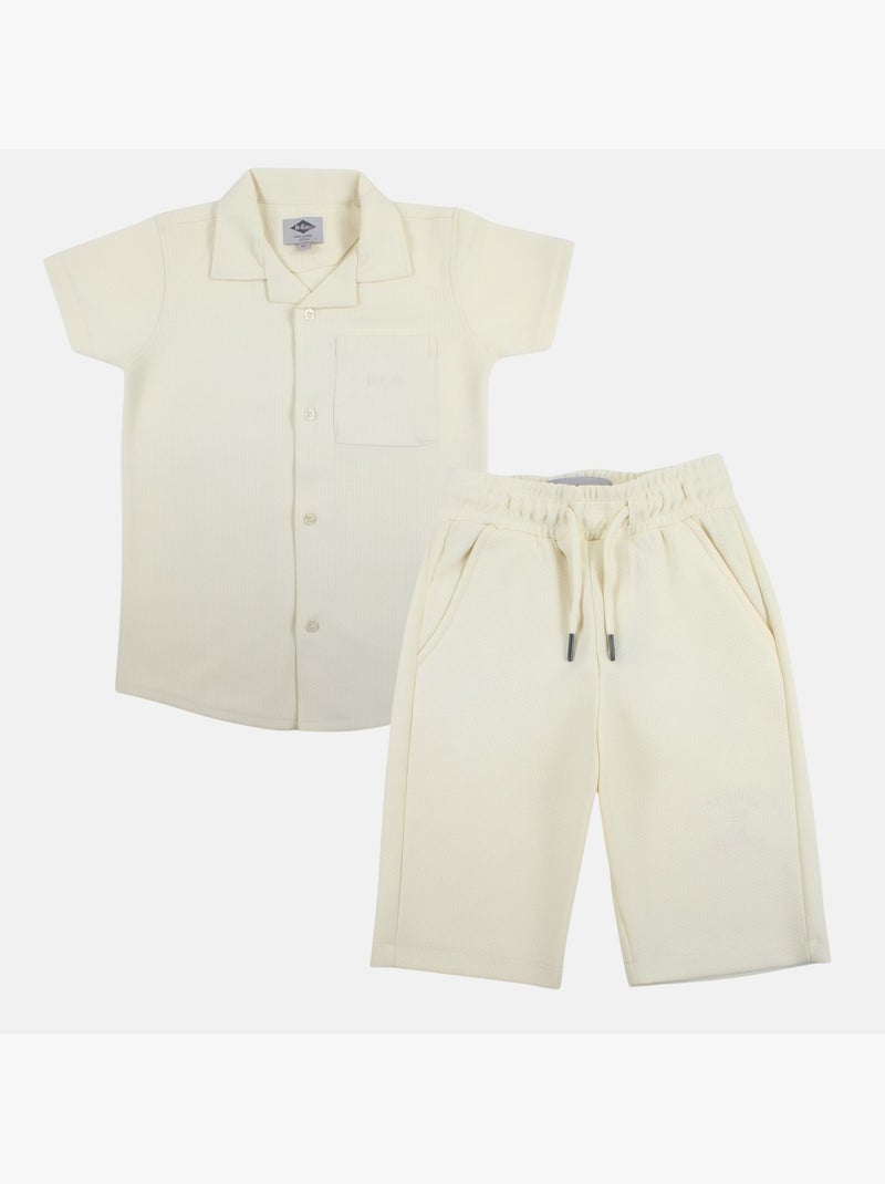 Lee Cooper - Camisa de manga corta y pantalones cortos a juego Crudo - Kiabi