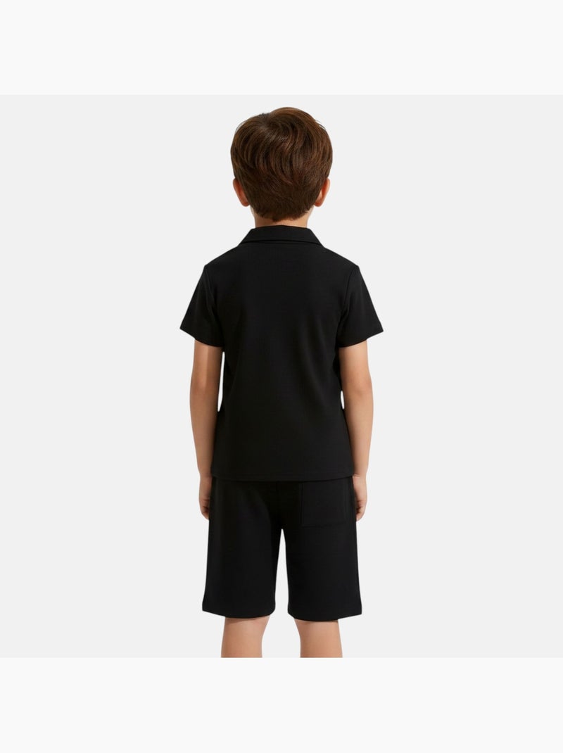 Lee Cooper - Camisa de manga corta y pantalones cortos a juego Negro - Kiabi