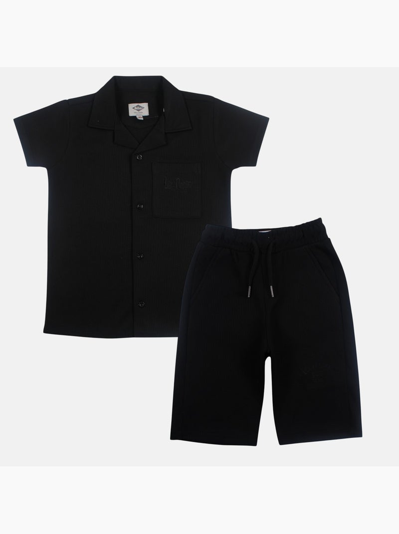 Lee Cooper - Camisa de manga corta y pantalones cortos a juego Negro - Kiabi
