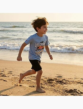 Lee Cooper - Camiseta de manga corta para niño con estampado playero