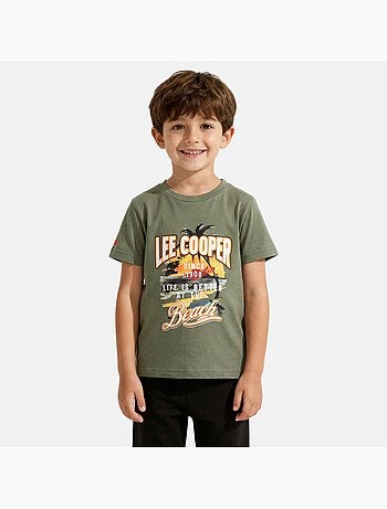 Lee Cooper - Camiseta de manga corta para niño con estampado playero