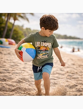 Lee Cooper - Camiseta de manga corta para niño con estampado playero