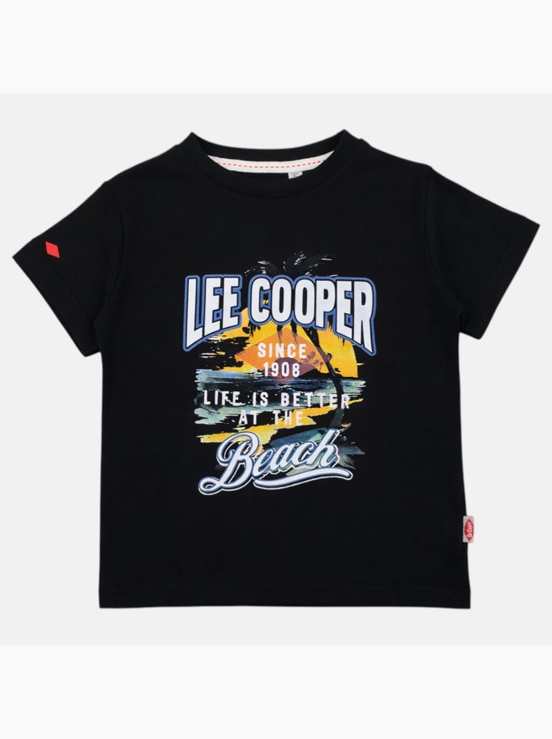 Lee Cooper - Camiseta de manga corta para niño con estampado playero Negro - Kiabi
