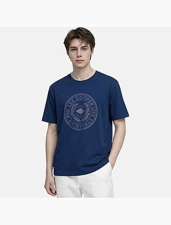 Lee Cooper - Camiseta hombre azul marino manga corta con logo embossado