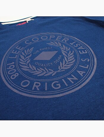 Lee Cooper - Camiseta hombre azul marino manga corta con logo embossado