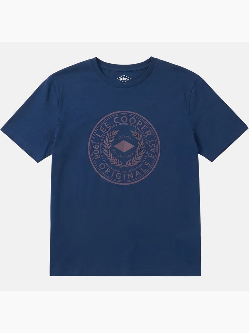 Lee Cooper - Camiseta hombre azul marino manga corta con logo embossado Azul marino - Kiabi