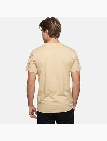 Lee Cooper - Camiseta hombre beige manga corta con bolsillo contrastado