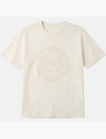 Lee Cooper - Camiseta hombre blanco manga corta con logo embossado
