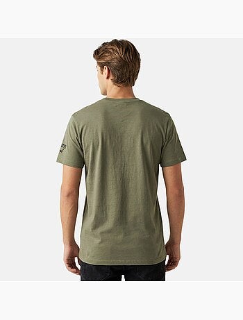 Lee Cooper - Camiseta hombre caqui manga corta con bolsillo contrastado