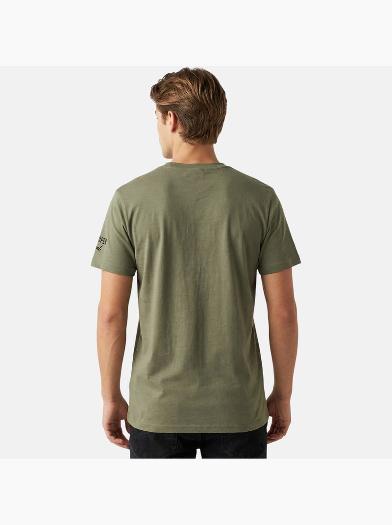 Lee Cooper - Camiseta hombre caqui manga corta con bolsillo contrastado Caqui - Kiabi