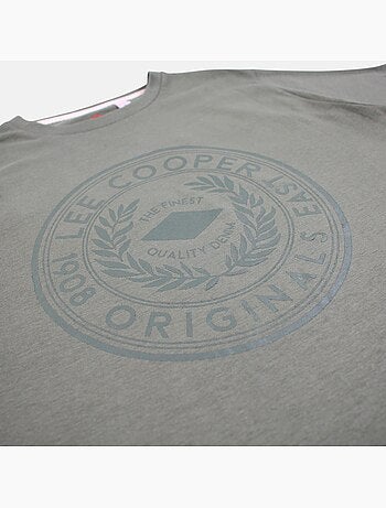 Lee Cooper - Camiseta hombre caqui manga corta con logo embossado