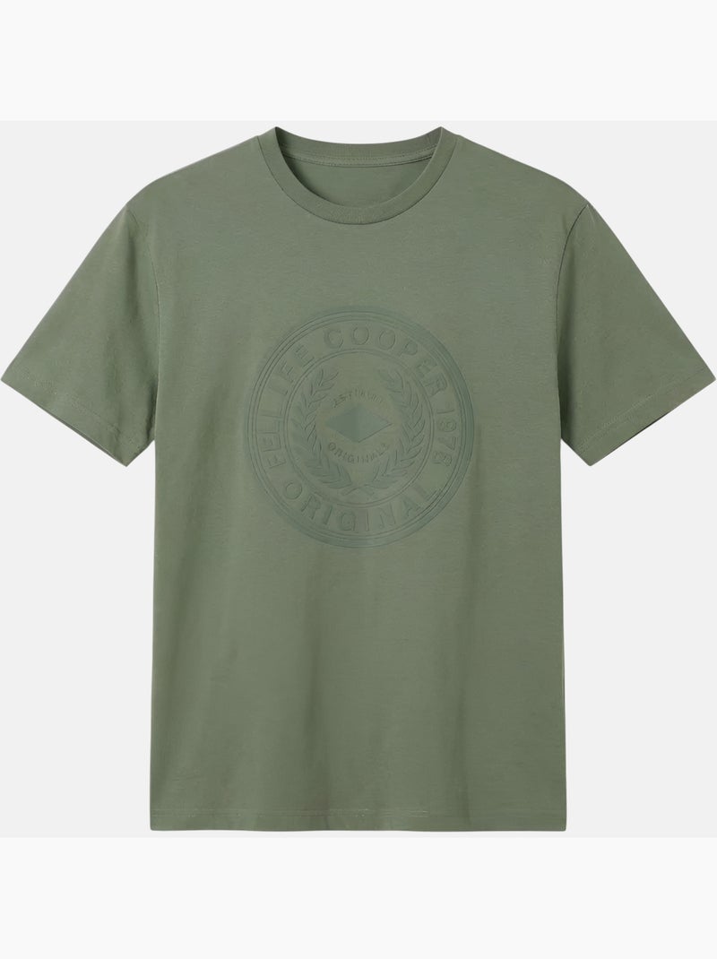 Lee Cooper - Camiseta hombre caqui manga corta con logo embossado Caqui - Kiabi