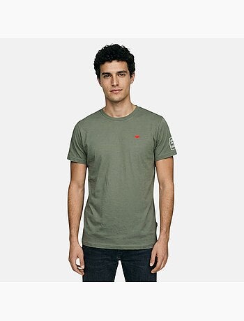 Lee Cooper - Camiseta hombre caqui manga corta cuello redondo