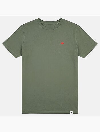 Lee Cooper - Camiseta hombre caqui manga corta cuello redondo