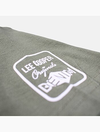 Lee Cooper - Camiseta hombre caqui manga corta cuello redondo