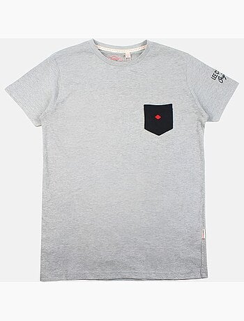 Lee Cooper - Camiseta hombre gris manga corta con bolsillo contrastado